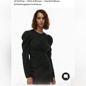 Wilfred Henrietta Blouse-Black Ruched Long Sleeve Blouse